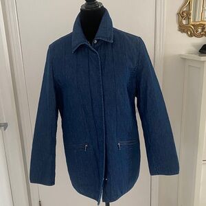 NUAGE quilted blue jean style Medium Length Coat with zipper closure Size Medium